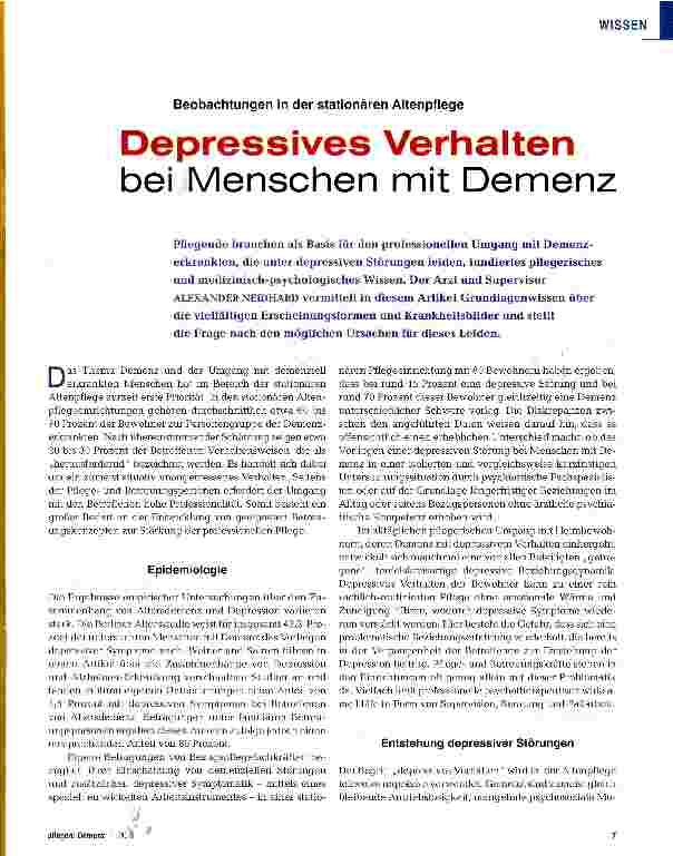 Vorschauseite 1: Depressives Verhalten bei Menschen mit Demenz