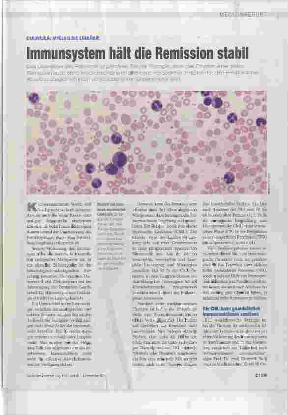 Vorschauseite 1: Immunsystem hält die Remission stabil