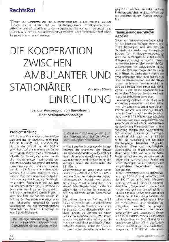 Vorschauseite 1: Die Kooperation zwischen ambulanter und stationärer Einrichtung