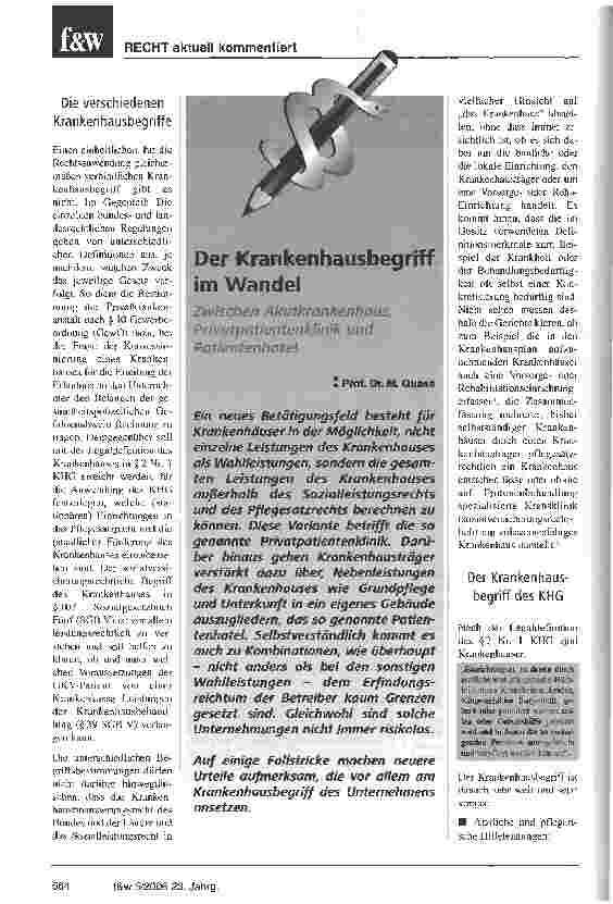 Vorschauseite 1: Der Krankenhausbegriff im Wandel - Zwischen Akutkrankenhaus, Privatpatientenklinik und Patientenhotel