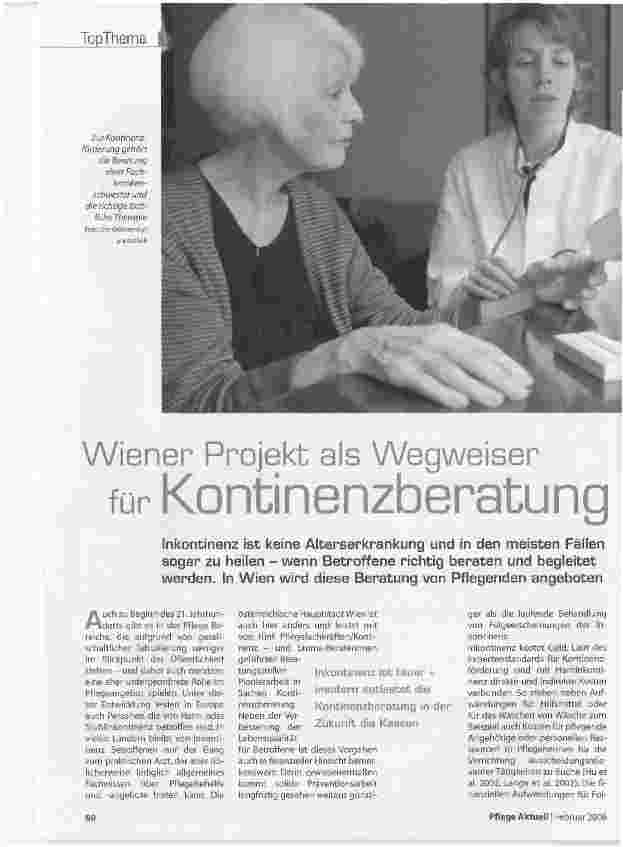 Vorschauseite 1: Wiener Projekt als Wegweiser für Kontinenzberatung