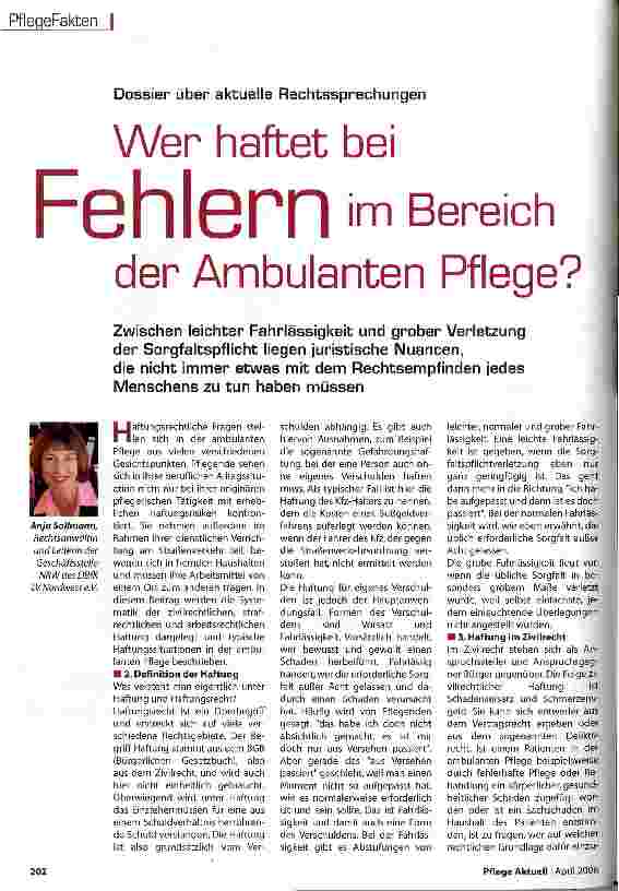Vorschauseite 1: Wer haftet bei Fehlern Bereich der Ambulanten Pflege?