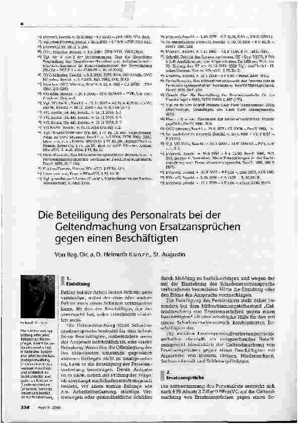 Vorschauseite 1: Die Beteiligung des Personalrats bei der Geltendmachung von Ersatzansprüchen gegen einen Beschäftigten