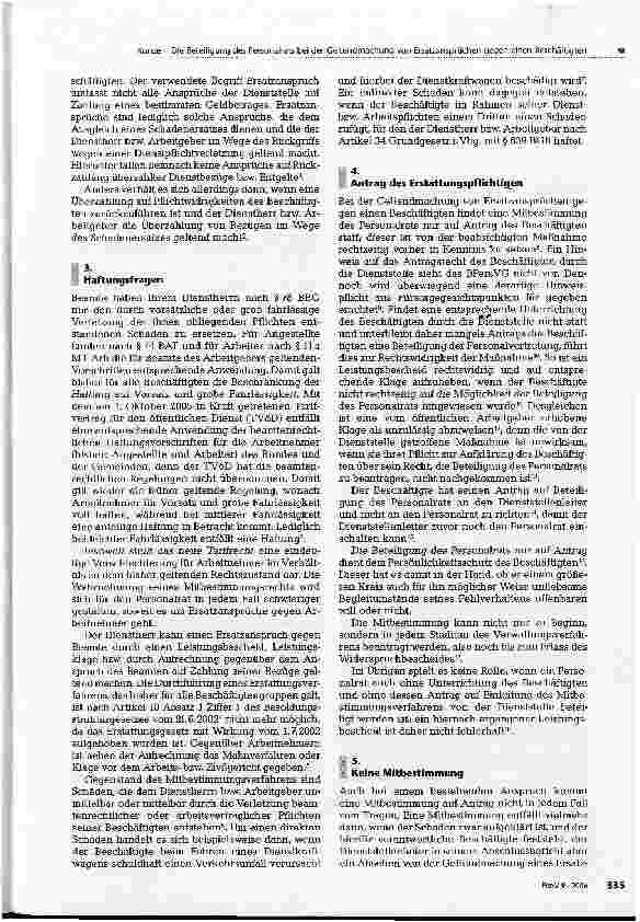 Vorschauseite 2: Die Beteiligung des Personalrats bei der Geltendmachung von Ersatzansprüchen gegen einen Beschäftigten