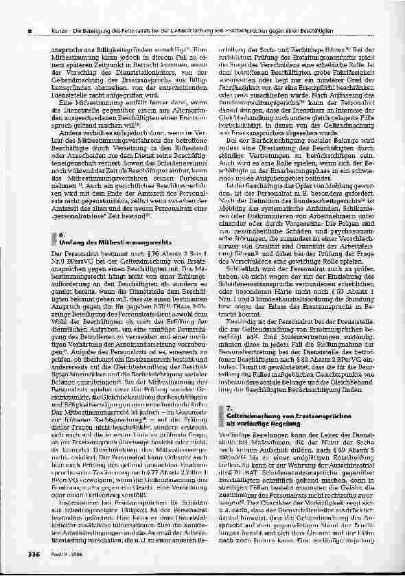 Vorschauseite 3: Die Beteiligung des Personalrats bei der Geltendmachung von Ersatzansprüchen gegen einen Beschäftigten