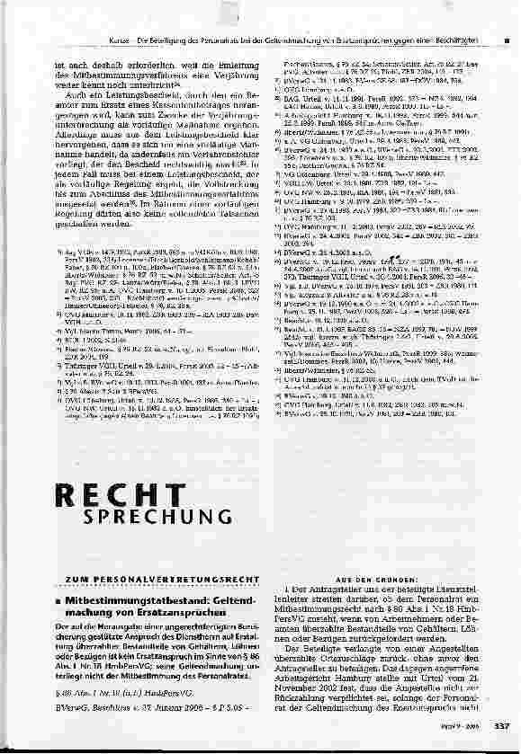 Vorschauseite 4: Die Beteiligung des Personalrats bei der Geltendmachung von Ersatzansprüchen gegen einen Beschäftigten