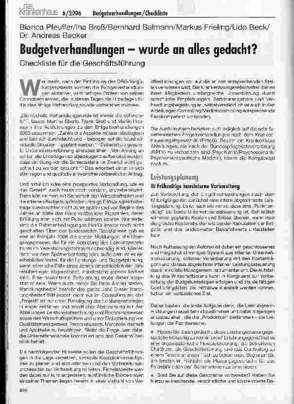 Vorschauseite 1: Budgetverhandlungen - wurde an alles gedacht? Checkliste für die Geschäftsführung