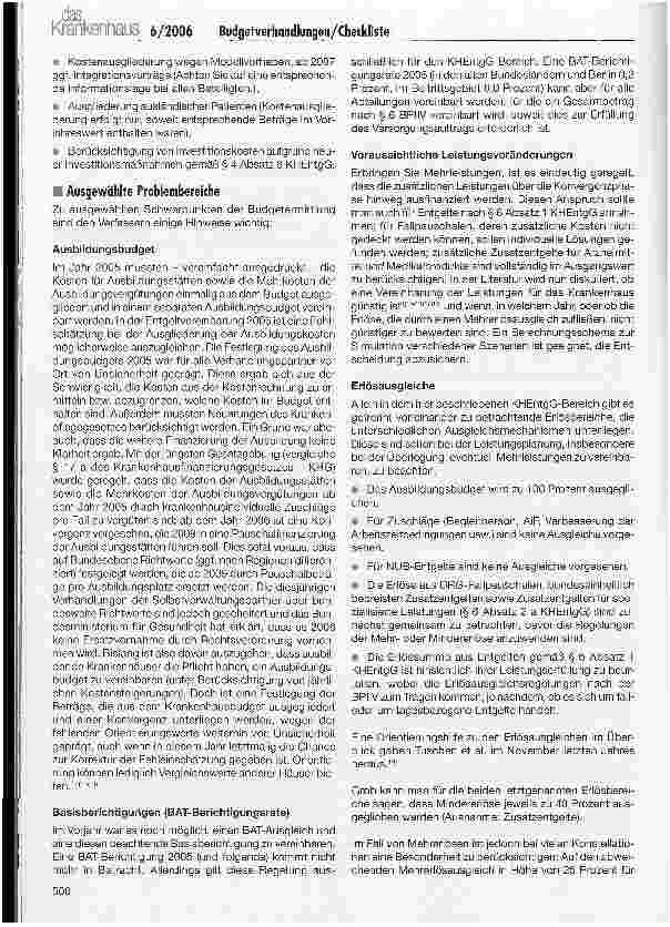 Vorschauseite 5: Budgetverhandlungen - wurde an alles gedacht? Checkliste für die Geschäftsführung