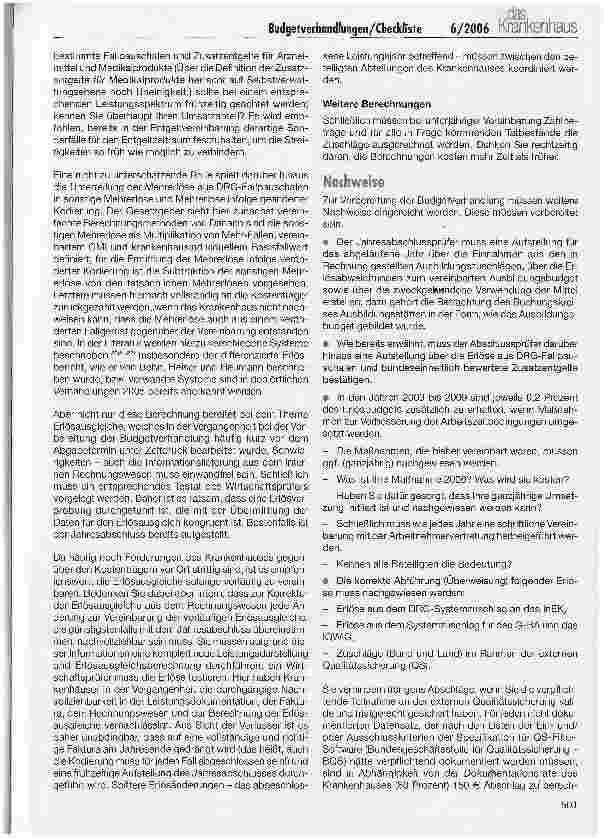 Vorschauseite 6: Budgetverhandlungen - wurde an alles gedacht? Checkliste für die Geschäftsführung
