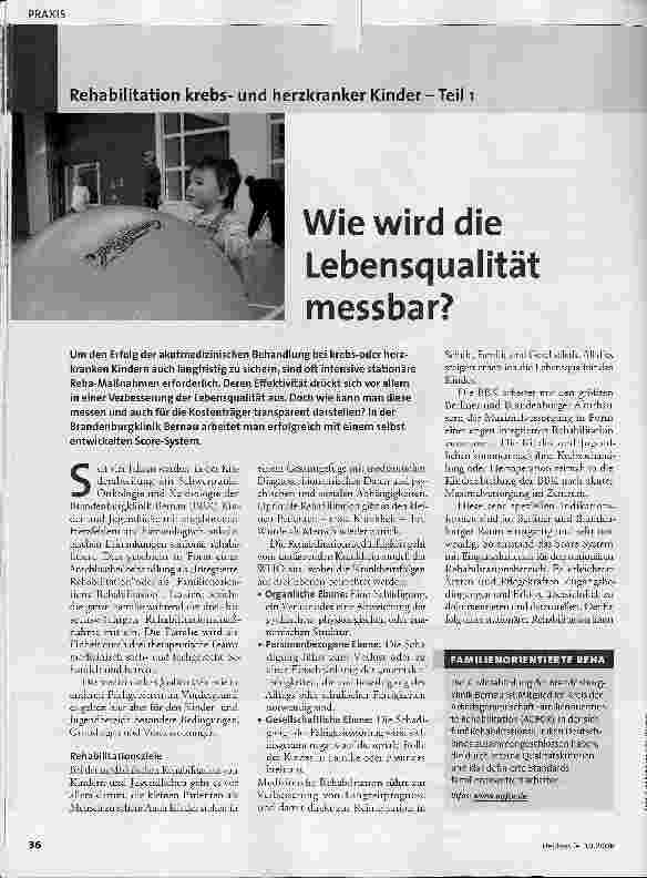 Vorschauseite 1: Rehabilitation krebsund herzkranker Kinder - Teil 1Wie wird die Lebensqualität messbar?