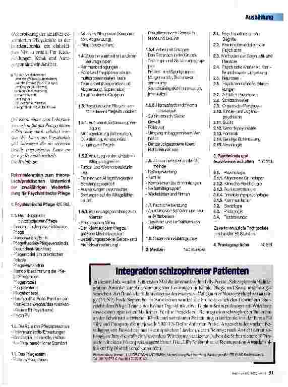 Vorschauseite 4: Rahmenlehrplan für Psychiatrische Pflege