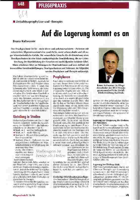 Vorschauseite 1: Dekubitusprophylaxe znd -therapie: Auf die Lagerung kommt es an