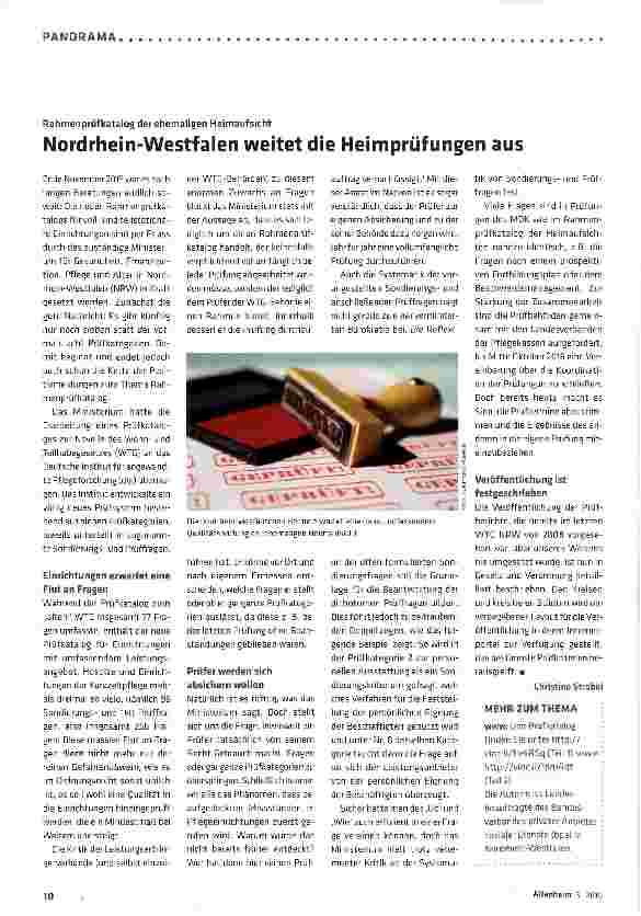 Vorschauseite 1: Nordrhein-Westfalen weitet die Heimprüfungen aus