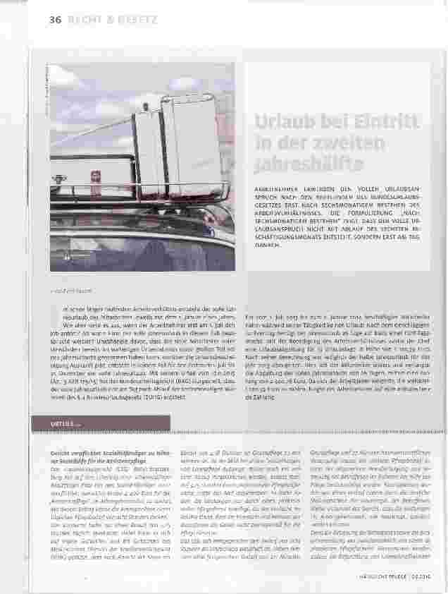 Vorschauseite 1: Urlaub bei Eintritt in der zweiten Jahreshälfte
