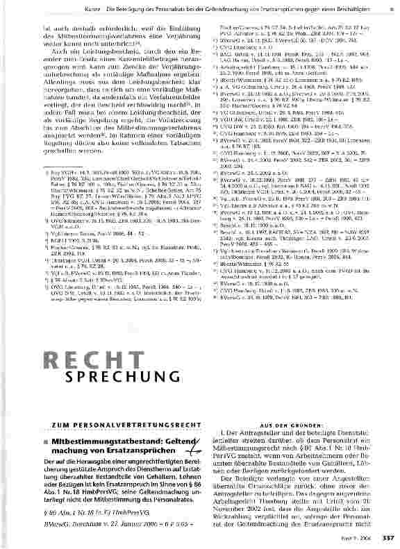 Vorschauseite 1: Mitbestimmungstatbestand: Geltendmachung von Ersatzansprüchen