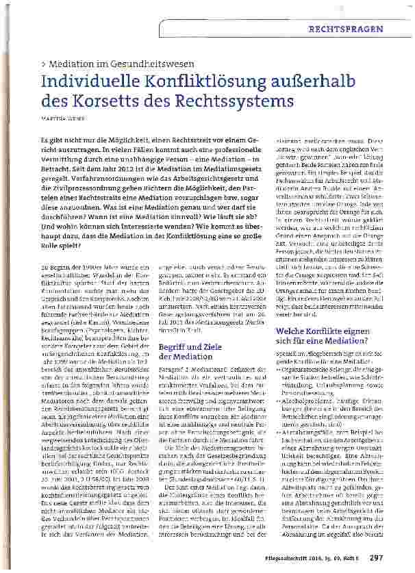 Vorschauseite 1: Individuelle Konfliktlösung außerhalb des Korsetts des Rechtssystems