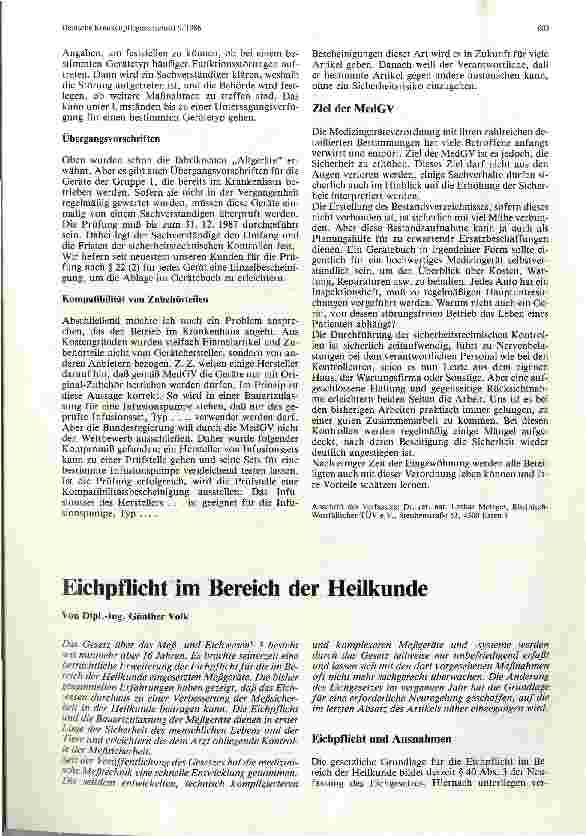 Vorschauseite 1: Eichpflicht im Bereich der Heilkunde