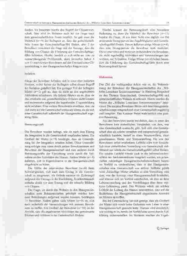 Vorschauseite 5: Gemeinschaft in betreuten Hausgemeinschaften am Beispiel des „Wilhelm Leuschner Seniorenzentrums