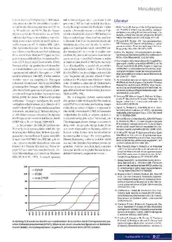 Vorschauseite 4: Nosokomiale Ausbrüche durch Carbapenemase-produzierende Klebsiella pneumoniae Ergebnisse eines systematischen Reviews