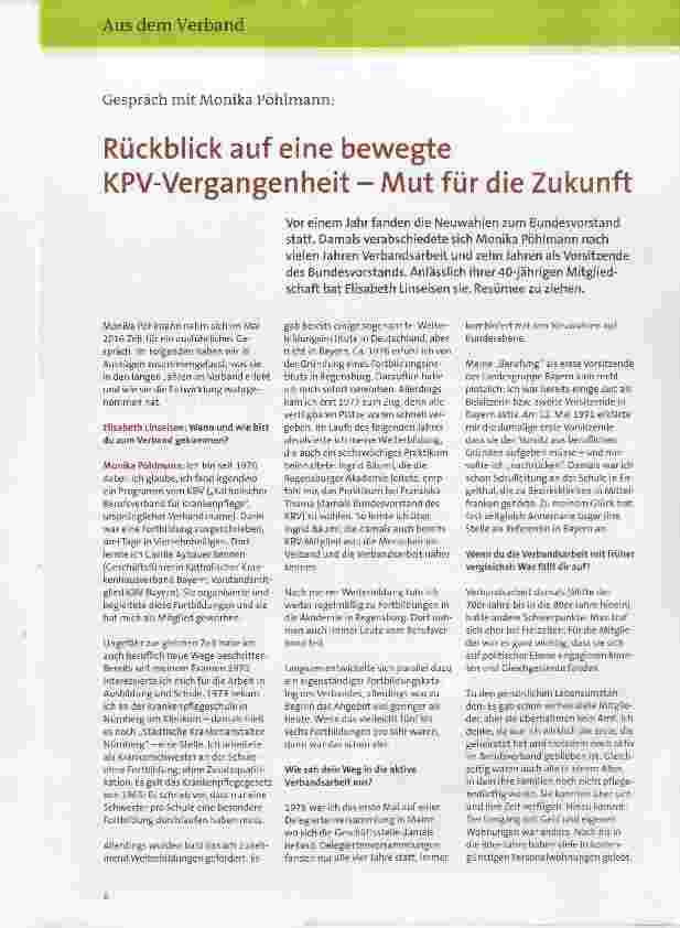 Vorschauseite 1: Rückblick auf eine bewegte KPV-Vergangenheit Mut für die Zukunft