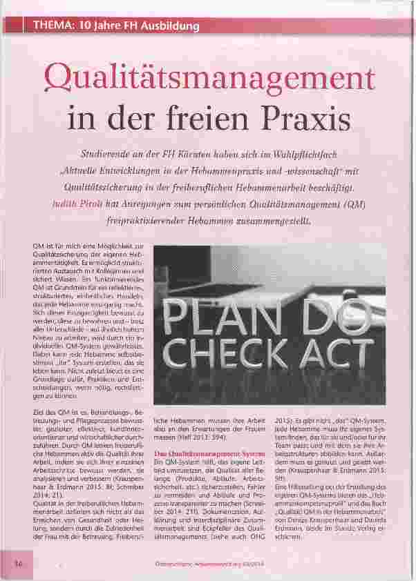Vorschauseite 1: Qualitätsmanagement in der freien Praxis