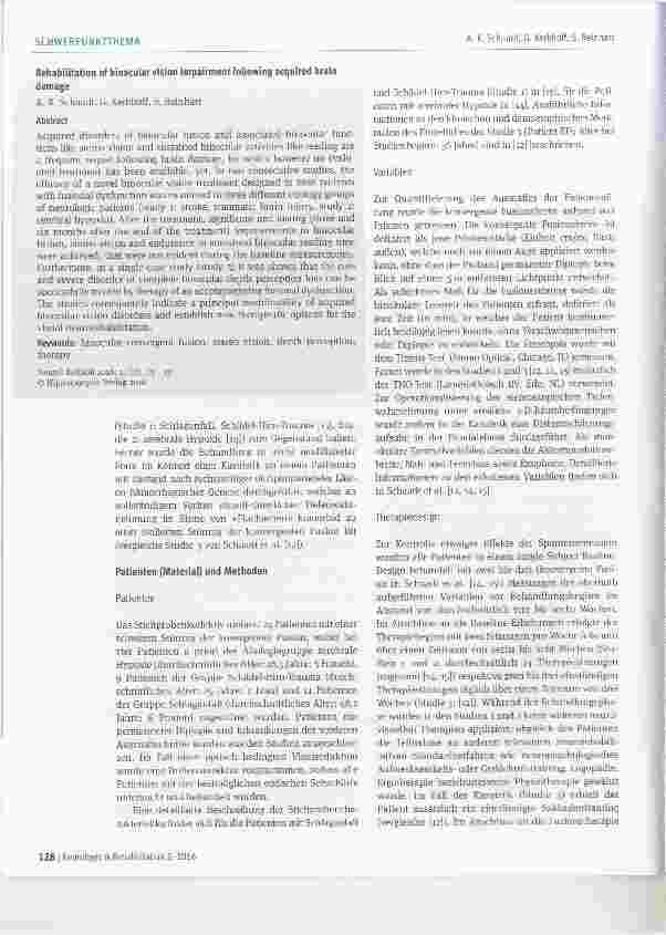Vorschauseite 2: Rehabilitation von Störungen des Binokularsehens nach Hirnschädigung