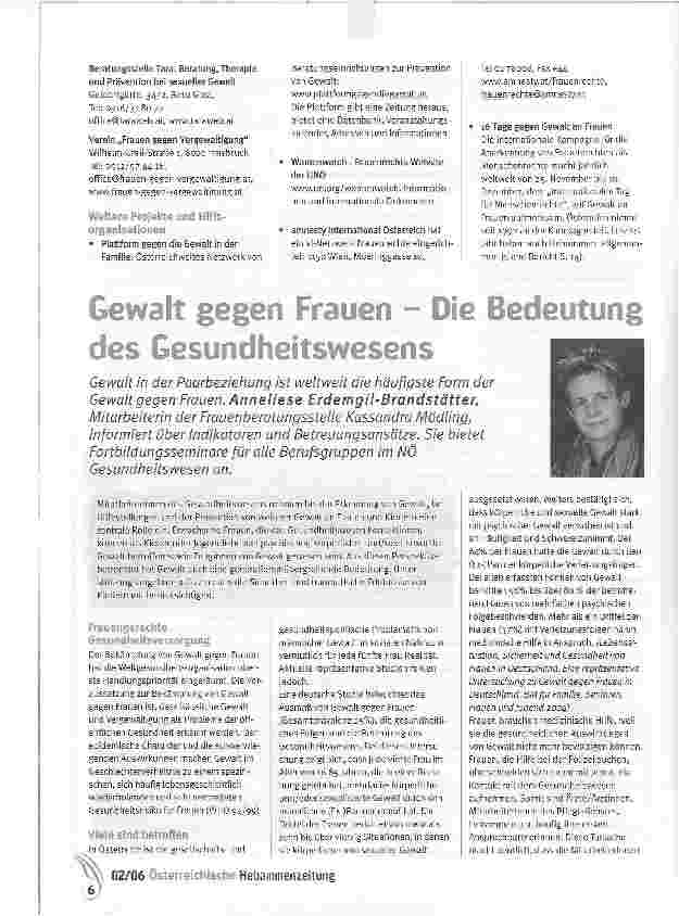 Vorschauseite 1: Gewalt gegen Frauen - Die Bedeutung des Gesundheitswesens