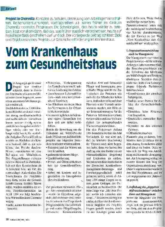 Vorschauseite 1: Vom Krankenhaus zum Gesundheitshaus