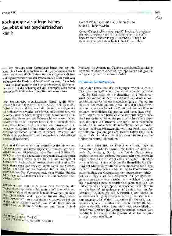 Vorschauseite 1: Kochgruppe als pflegerisches Angebot einer psychiatrischen Klinik