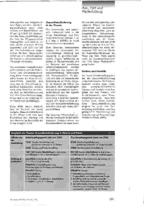 Vorschauseite 2: Halbzeit in der neuen PflegeausbildungNeues Krankenpflegegesetz impliziert mehr Verantwortung für die eigene Gesundheit