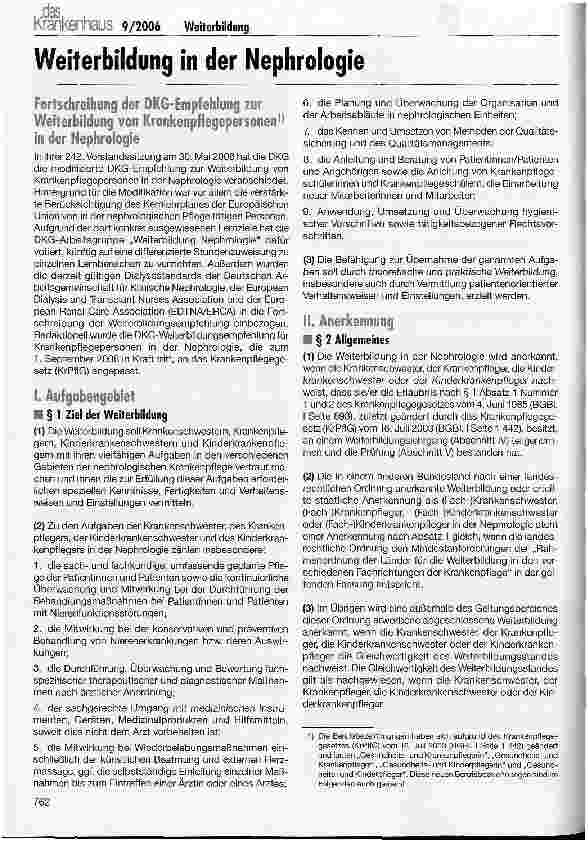 Vorschauseite 1: Weiterbildung in der Nephrologie