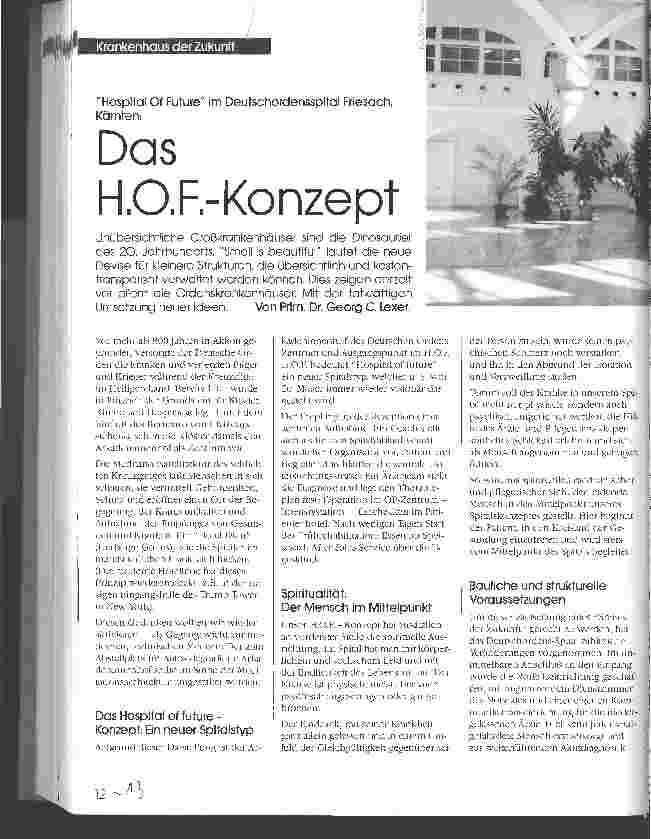 Vorschauseite 1: Das H.O.F.-Konzept Hospital of Future im Deutschordensspital Friesach, Kärnten