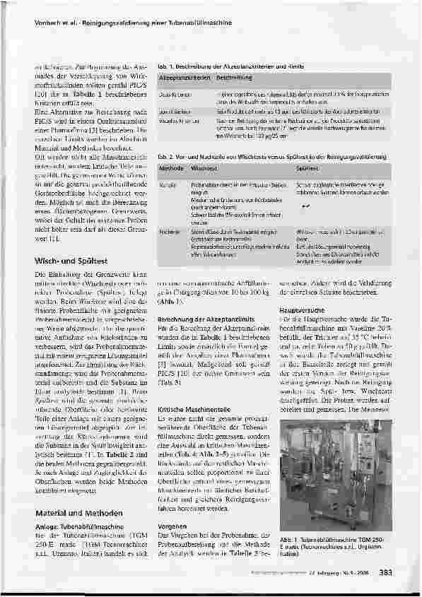 Vorschauseite 2: Reinigungsvalidierung einer Tubenabfüllmaschine für halbfeste Arzneiformen