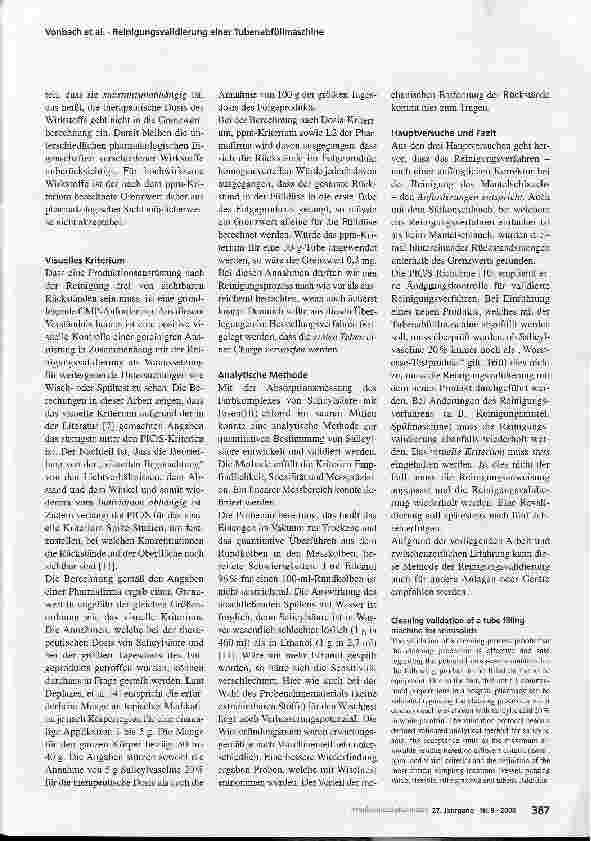 Vorschauseite 6: Reinigungsvalidierung einer Tubenabfüllmaschine für halbfeste Arzneiformen