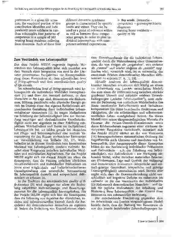Vorschauseite 2: Die Bedeutung unterschiedlicher Referenzgruppen für die Beurteilung der Lebensqualität demenzkranker Menschen