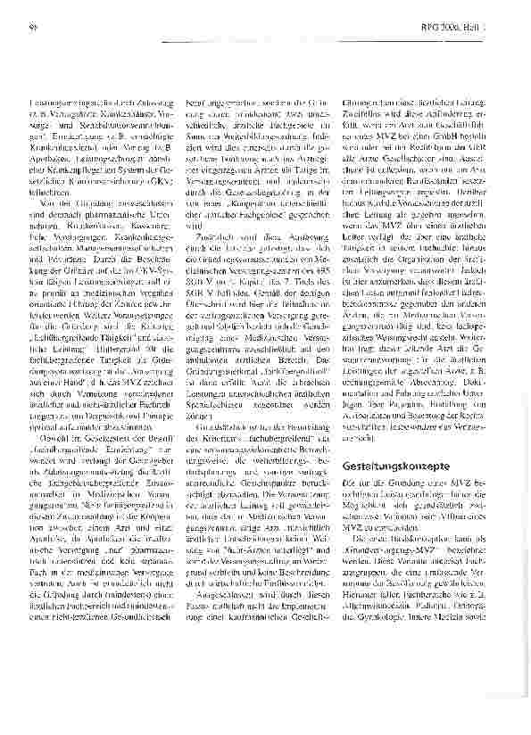 Vorschauseite 2: Medizinische Versorgungszentren -Zukunftsweisende Versorgungsform
