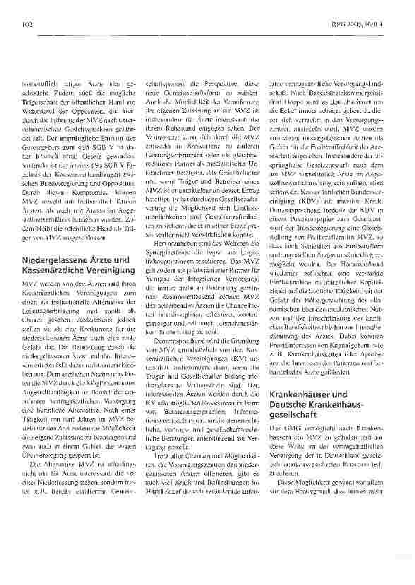 Vorschauseite 6: Medizinische Versorgungszentren -Zukunftsweisende Versorgungsform