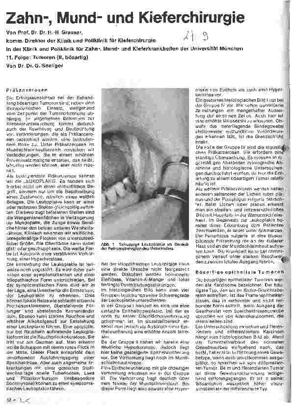 Vorschauseite 1: Zahn-Mundund Kieferchirurgie 11. Folge: Tumoren (II bösartig)