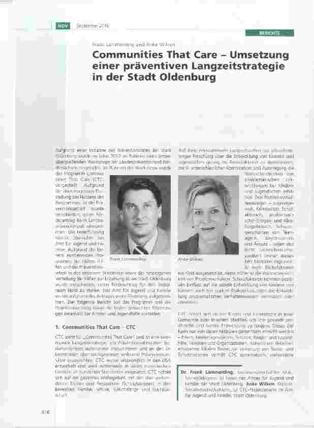 Vorschauseite 1: Communities That Care Umsetzung einer präventiven Langzeitstrategie in der Stadt Oldenburg