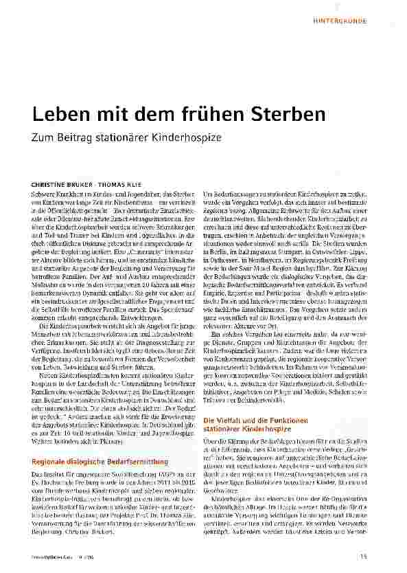 Vorschauseite 2: Leben mit dem frühen Sterben