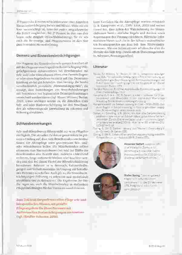 Vorschauseite 2: Sehen, Hören und Demenz im stationären Pflegekontext