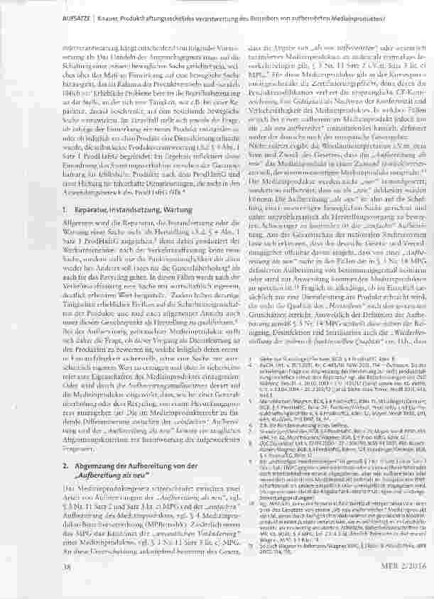 Vorschauseite 2: Produkthaftungsrechtliche Verantwortung des Betreibers von aufbereiteten Medizinprodukten?