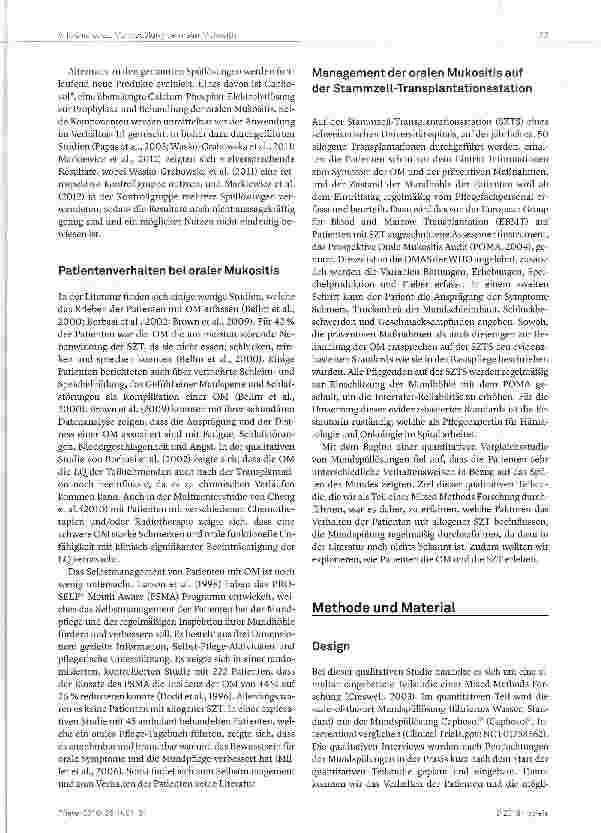 Vorschauseite 3: Mundspülung bei oraler Mukositis im Kontext der allogenen Stammzell-Transplantation