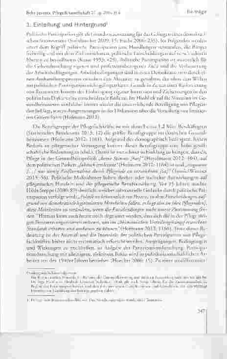 Vorschauseite 2: Politische Partizipation von Pflegefachkräften (PolPaP) Ergebnisse einer Online-Erhebung