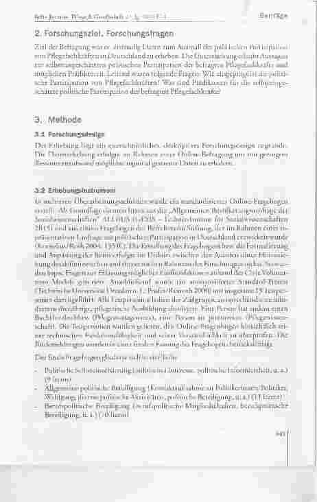 Vorschauseite 4: Politische Partizipation von Pflegefachkräften (PolPaP) Ergebnisse einer Online-Erhebung
