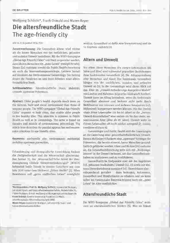 Vorschauseite 1: Die altersfreundliche Stadt