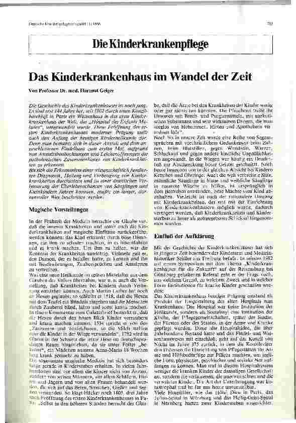 Vorschauseite 1: Das Kinderkrankenhaus im Wandel der Zeit