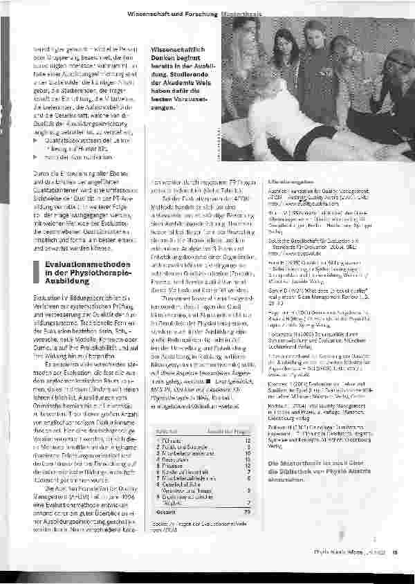 Vorschauseite 2: Qualitätskriterien in der Physiotherapie-Ausbildung