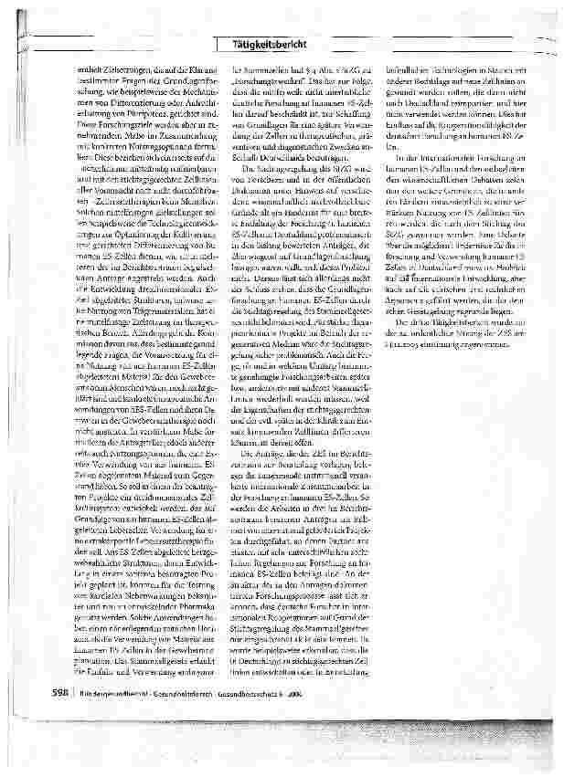 Vorschauseite 4: Tätigkeitsbericht der Zentralen Ethik-Kommission für Stammzellenforschung (ZES)