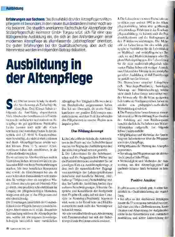 Vorschauseite 1: Ausbildung in der Altenpflege